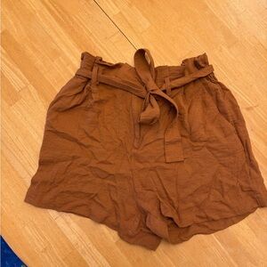 Women's Brown Paperbag Waist Shorts